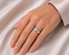 14K White Gold Filigree Diamond Pinky Ring Band