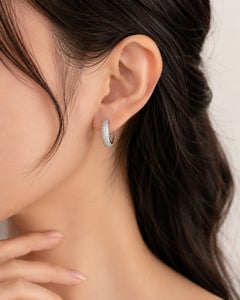 18K White Gold Odelia Diamond Hoop Earrings