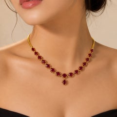 22K Yellow Gold Carat Ruby Rubies Necklace