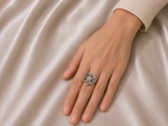 14K White Gold Filigree Diamond Floral Cocktail Ring