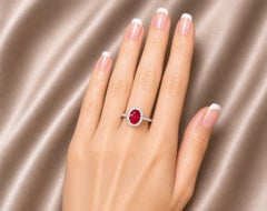 14K White Gold Ruby Diamond Solitaire Cocktail Ring Estate