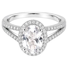 14K White Gold Aquamarine Diamond Engagement Ring Estate