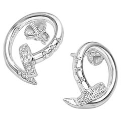 18K White Gold Diamond Nail Earrings Estate