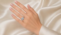 14K White Gold Diamond Aquamarine Band Ring Estate