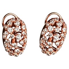 18K Pink Rose Gold Bezel Set Diamond French Clip Earrings Estate