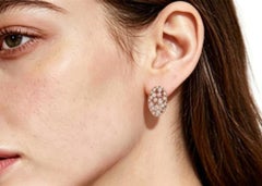 18K Pink Rose Gold Bezel Set Diamond French Clip Earrings Estate