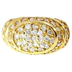 14K Yellow Gold Diamond Designer Tiered Dome Band Ring
