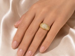 14K Yellow Gold Diamond Designer Tiered Dome Band Ring