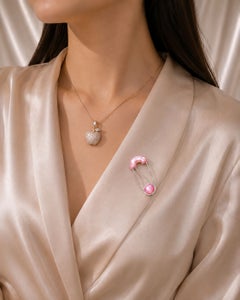 14K White Gold Mabe MOP Pearl Safety Pin Brooch