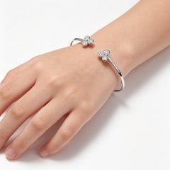 14K White Gold Diamond Bangle Bracelet Estate