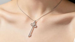 14K White Gold Diamond Club Key Pendant Slide