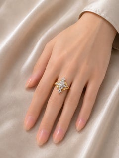 14K Yellow Gold Filigree Diamond Marquise Cocktail Ring