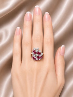 18K White Gold Pink Tourmaline Diamond Designer Ring Estate