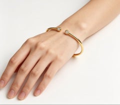 Pulsera rígida de oro amarillo de 14K con diamantes, de segunda mano