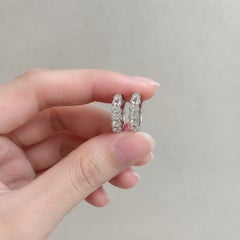 14K White Gold Diamond Hoop Earrings