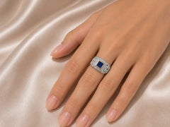 14K Yellow Gold Sapphire Diamond Filigree Cluster Band Ring