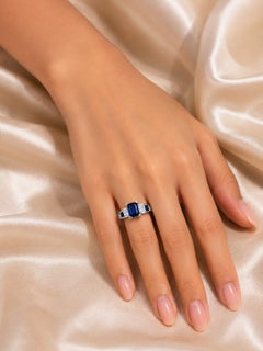 14K White Gold Sapphire Diamond Engagement Ring