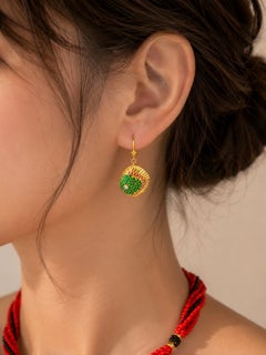 14K Yellow Gold Diamond Sapphire Fishes Earrings