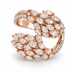 18K Pink Rose Gold Diamond Marquise Bypass Cocktail Ring