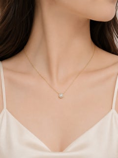 14K Yellow Gold Estate Champagne Diamond Slide Pendant Necklace