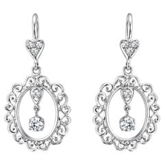 Ohrringe aus 14-karätigem Weißgold mit Diamanten im Antik-Stil