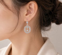 Ohrringe aus 14-karätigem Weißgold mit Diamanten im Antik-Stil