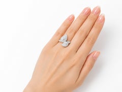 14K White Gold Diamond Designer Leaf Ring Band