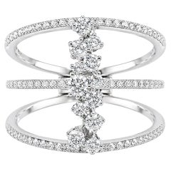 18K White Gold Diamond 3 Row Band Ring Estate