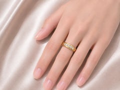 14K Yellow Gold Diamond Wide Wedding Band Ring