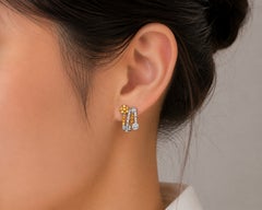 14K White Gold Yellow Sapphire Diamond Floral French Clip Earrings