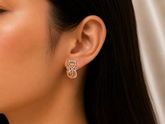 14K Pink Rose Gold Diamond Cat Huggie Earrings