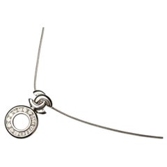 14K White Gold Diamond Chanel Pendant Slide