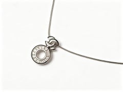 14K White Gold Diamond Chanel Pendant Slide