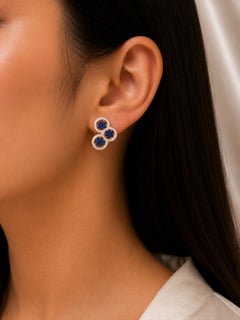 14K Pink Rose Gold Diamond Sapphire Circle Huggie Earrings