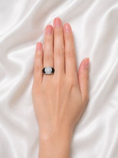 18K White Gold Black Enamel Diamond Designer Ring Band