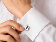Boutons de manchette David Yurman d'occasion en argent sterling et émail, avec logo, en or 18 carats
