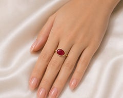 Bague fantaisie en or jaune 14 carats, avec rubis et diamants – d'occasion