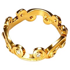 Alliance « Eternity Swirl » en or jaune 18 carats sertie de diamants Hidalgo