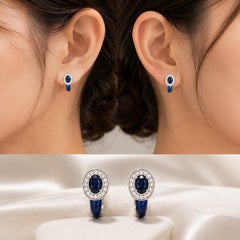 18K White Gold Hidalgo Enamel Diamond Sapphire Earrings