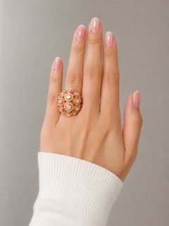 18K Pink Rose Gold Diamond Dome Cocktail Ring
