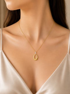18K Yellow Gold Designer Handmade Cordova Diamond Champagne Pendant Necklace