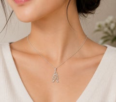 14K White Gold Floating Diamond Clown Jester Pendant Necklace Estate