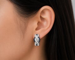 18K White Gold Line Drop Earrings Diamonds
