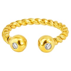 14K Yellow Gold Estate Twisted Diamond Pinky Band Ring