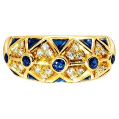 18K Yellow Gold Le Vian Sapphire Diamond Mosaic Band Ring