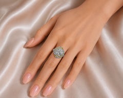14K White Gold Filigree Yellow Diamond Hearts Heart Ring Band