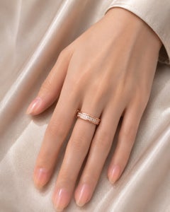 14K Rose Pink Gold Diamond Double Row Wedding Ring Band