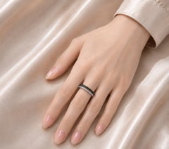 18K White Gold Black Diamond Eternity Wedding Band Ring