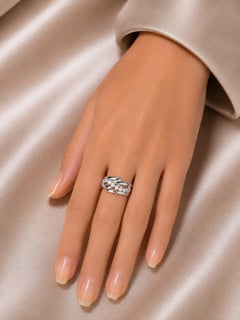 14K White Gold Swirl Diamond Wedding Band Ring Estate