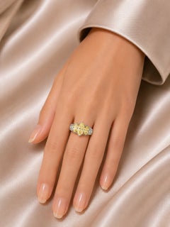 14K White Gold Yellow Diamond 3 Stone Engagement Anniversary Band Ring